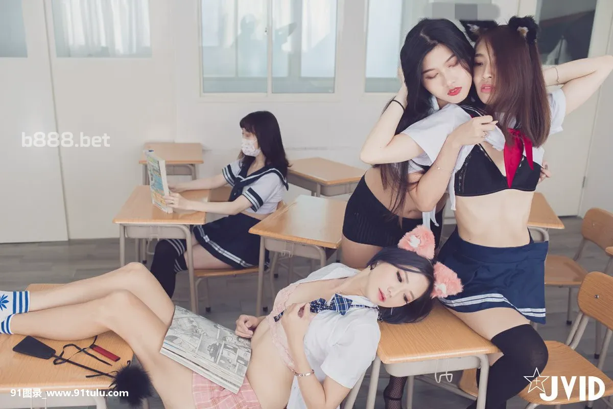 4-Girls-Swinging-in-Classroom-[83P]Girls,Swinging,Classroom,83P