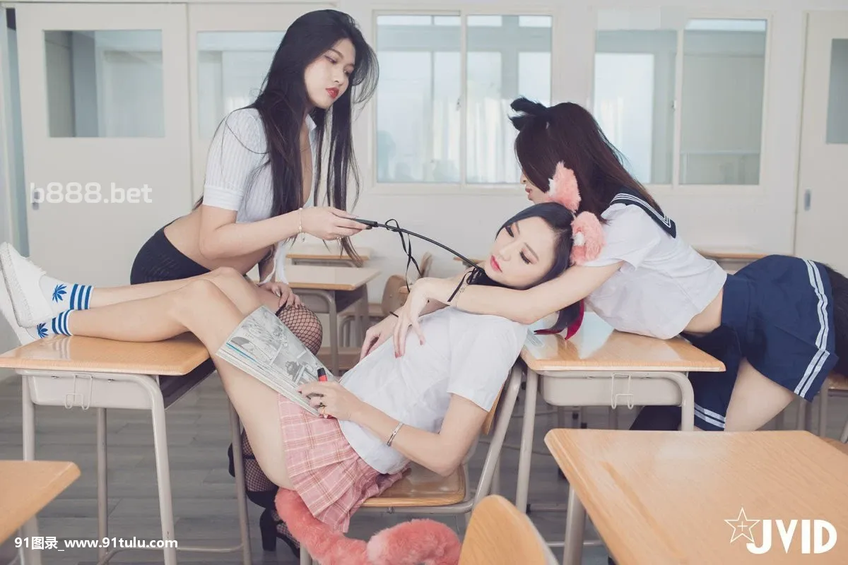 4-Girls-Swinging-in-Classroom-[83P]Girls,Swinging,Classroom,83P